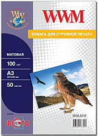 Фотобумага WWM, матовая А3, 100 г/м2, 50 л, (М100.А3.50).