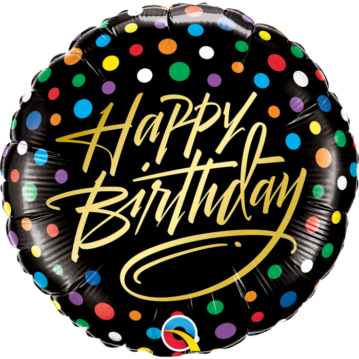 Q 18" Golden B'day Script & Dots Pkg Куля фольгована З Днем народження — В УП