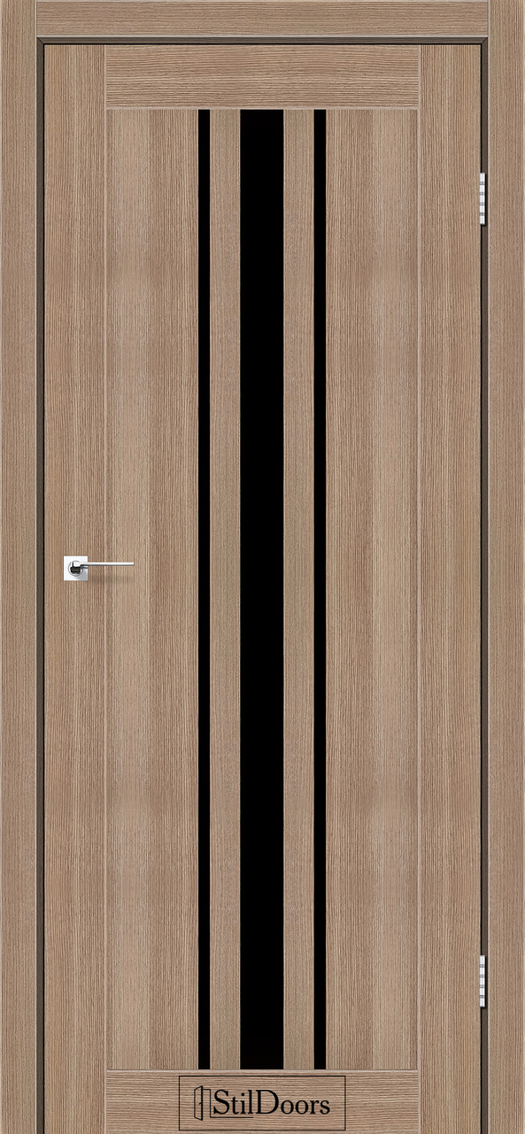 Двері міжкімнатні StilDoors Arizona Вільха класична (з чорним склом), фото 1