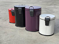 Відро для сміття з педаллю з неіржавкої сталі 5 літрів 26 см, діаметр 21 см чорного кольору, фото 4