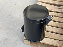 Відро для сміття з педаллю з неіржавкої сталі 5 літрів 26 см, діаметр 21 см чорного кольору, фото 3