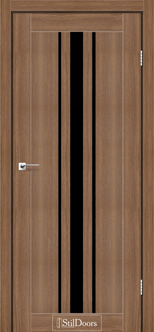 Двері міжкімнатні StilDoors Arizona Італійський горіх (з чорним склом), фото 1