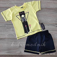 Костюм детский для мальчиков с шортами -Struggle- желтого цвета 9-12-18-24 мес