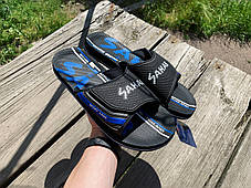 Чоловічі шльопанці SAHAB Сахаб Black-Royal чорні з синім Оригінал, фото 3