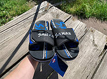 Чоловічі шльопанці SAHAB Сахаб Black-Royal чорні з синім Оригінал, фото 4