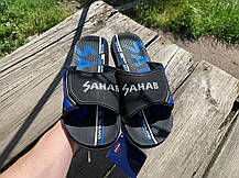 Чоловічі шльопанці SAHAB Сахаб Black-Royal чорні з синім Оригінал, фото 5