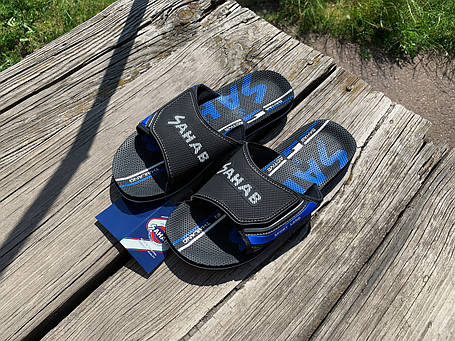 Чоловічі шльопанці SAHAB Сахаб Black-Royal чорні з синім Оригінал, фото 1