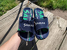 Чоловічі шльопанці SAHAB Сахаб Navy-Green сині з зеленим Оригінал, фото 5