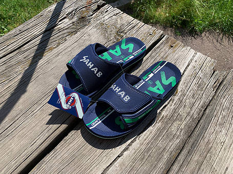 Чоловічі шльопанці SAHAB Сахаб Navy-Green сині з зеленим Оригінал, фото 1