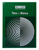 Книга канцелярская TIME IS MONEY, А4, 96 л., клетка, офсет, твердая ламинированная обложка, зелена