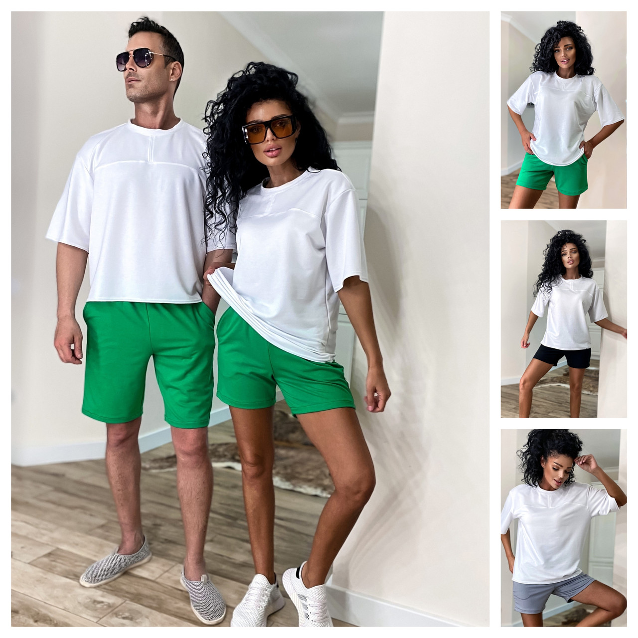 Р 42-48 Жіночий літній трикотажний костюм футболка з шортами FAMILY LOOK 24054