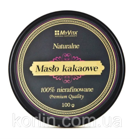 Натуральна Олія-Какао 100% Нерафінована Maslo Kakaowe Cocoa Butter 100 г MyVita Польща Доставка з ЄС