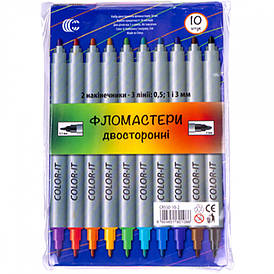 Фломастер 10 кольорів ДВОСТОРОННІЙ 118