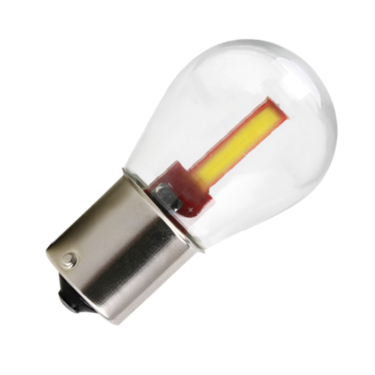 Світлодіодна автомобільна лампа S25 BA15s COB 18 chips 12-24V WHITE в скляній колбі 1 контакт