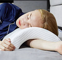 Подушка туннель с памятью Memory Foam Pillow Ортопедическая анатомическая подушка с памятью Белая ФОТО