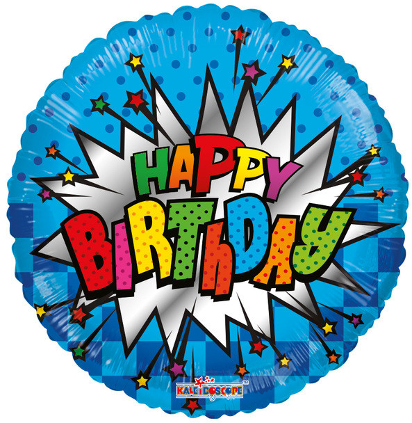К 18" Happy Birthday Burst . Фольгована куля З днем народження