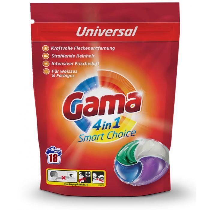 Капсули для прання ГАМА Універсал 4 в 1 18 шт