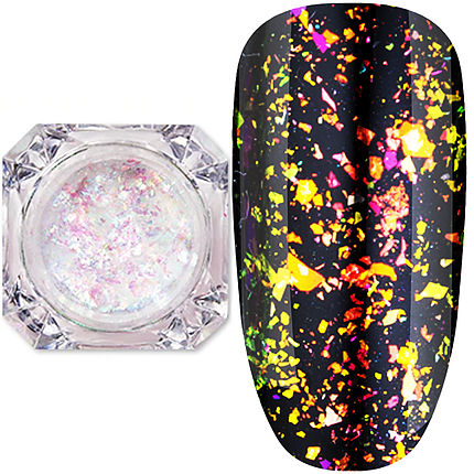 Пластівці юкі Master Professional прозорі VIP-03, оранжево-зелений хамелеон, фото 1