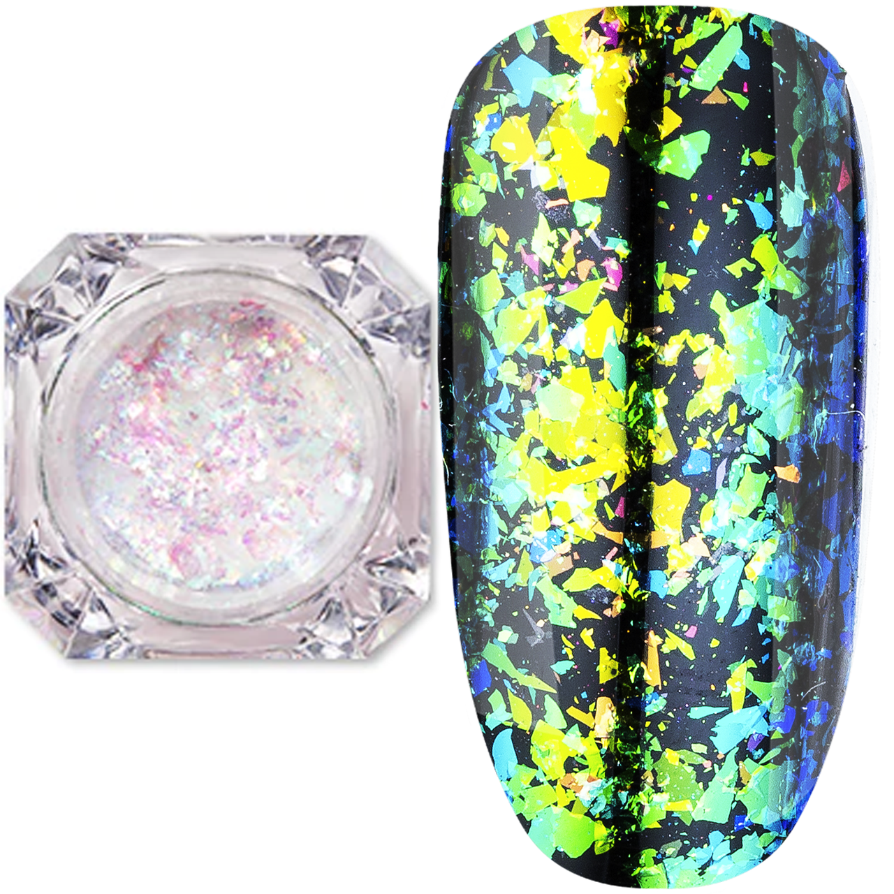 Пластівці юкі Master Professional прозорі VIP-04, зелено-золотий хамелеон