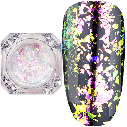 Пластівці юкі Master Professional прозорі VIP-05, малиново-зелений хамелеон, фото 1