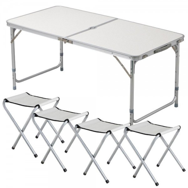 Стол для пикника со стульями HLV Folding table 120х60 см White