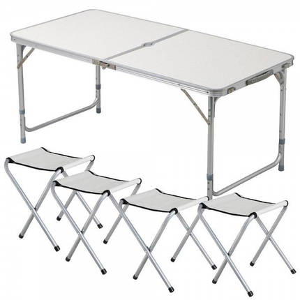 Стол для пикника со стульями HLV Folding table 120х60 см White, фото 1