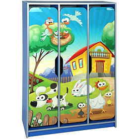 Шафа дитяча 3-місна з фігурними дверима з фотодруком "Ферма"