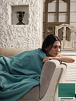 Флисовый Плед покрывало Полар двуспальный 185×215 см Бирюзового цвета бренд KAYRA Турция