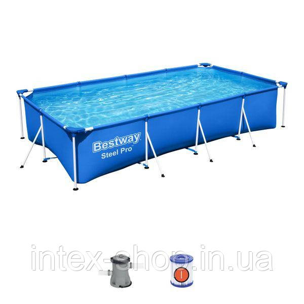 Каркасний басейн Bestway 56424 (400 х 211 х 81 см) (Картриджний фільтр-насос 1 250 л/год)