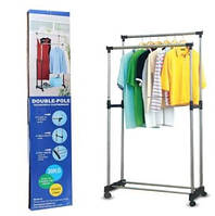 Телескопическая стойка-вешалка для одежды и обуви в гардеробную Double Pole Clothes Horse Mini