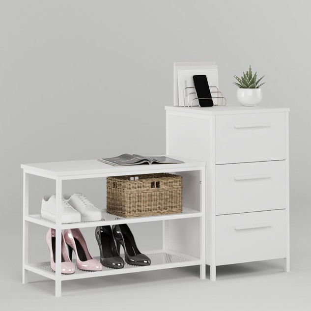 Тумба з полицями для взуття та ящиками «Дакара» Біла 1080, фото 1