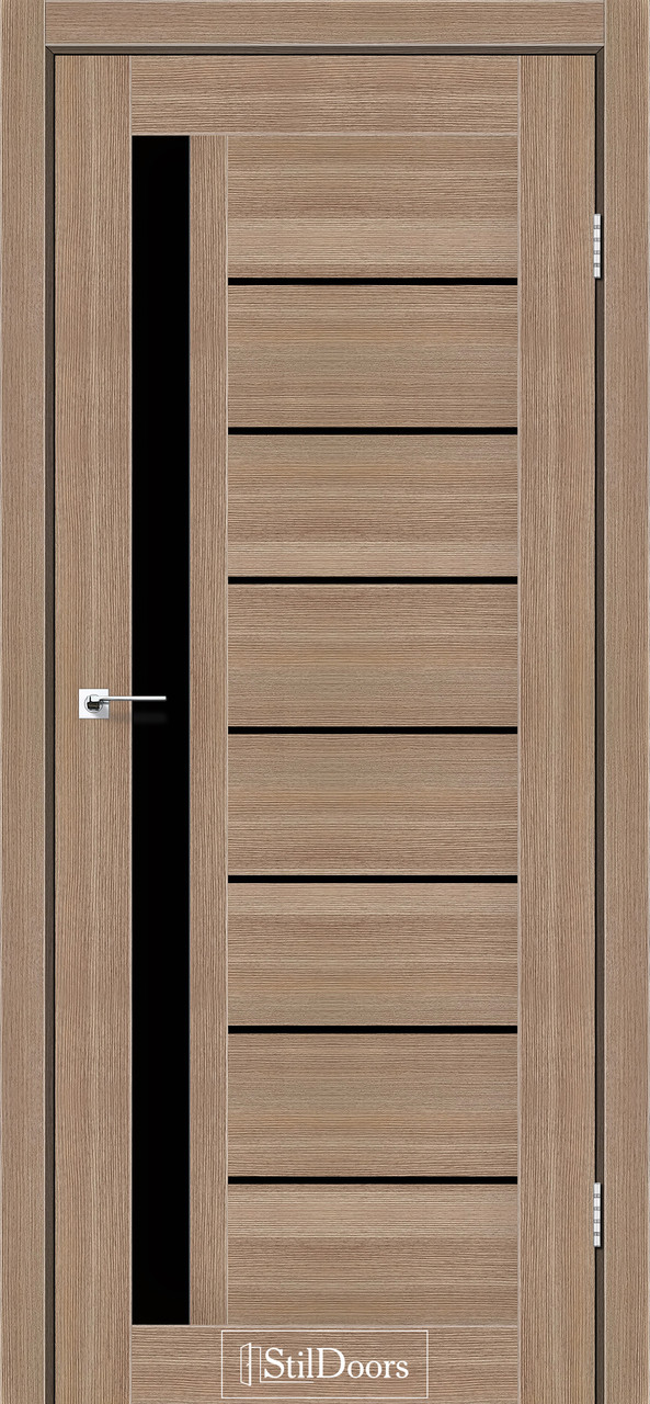 Двері міжкімнатні StilDoors London Вільха класичні (з чорним склом), фото 1