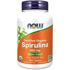 NOW Foods Spirulina 500 mg, Спіруліна (200 таб.)