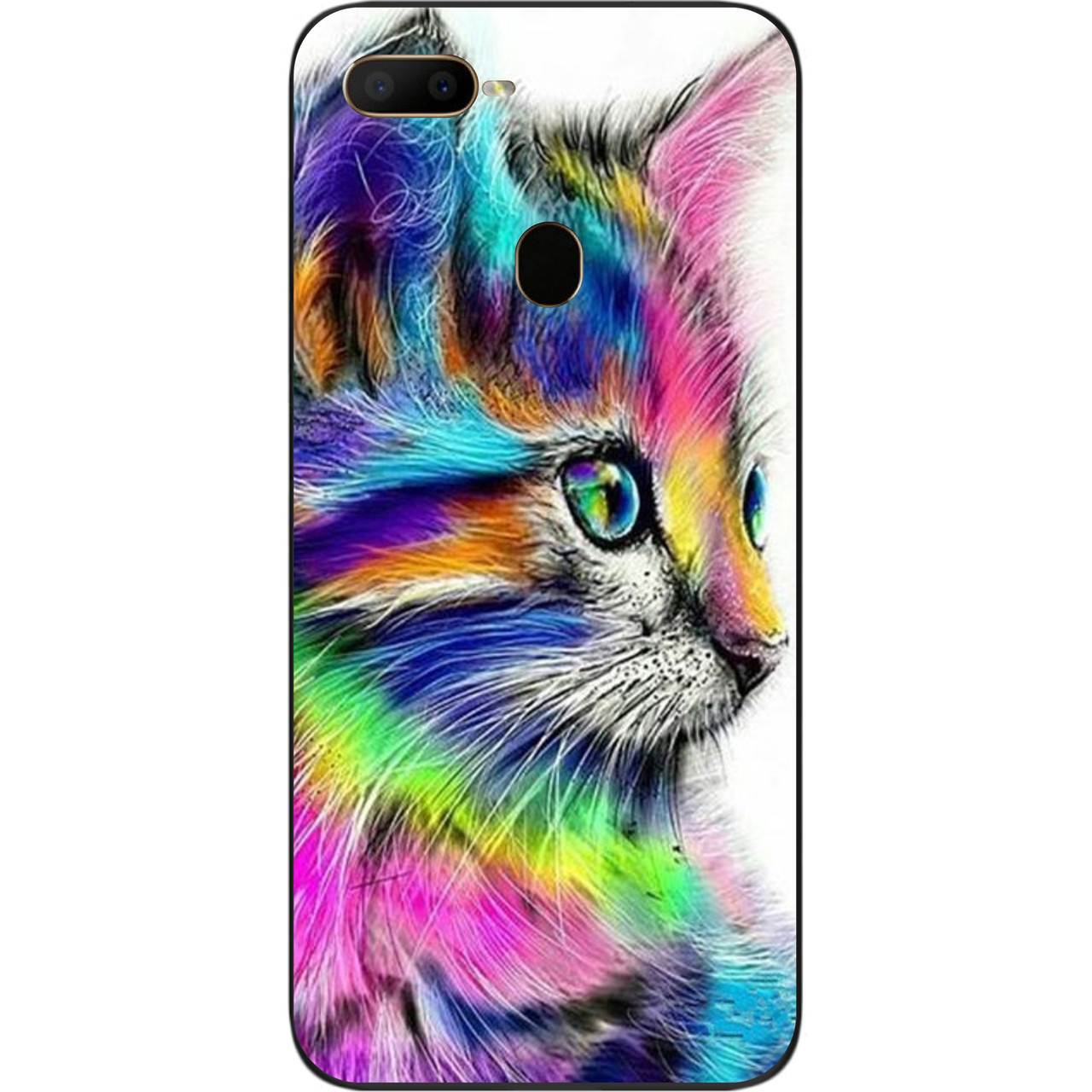 Силіконовий чохол для OPPO A5s з картинкою Різнобарвний котик, фото 1