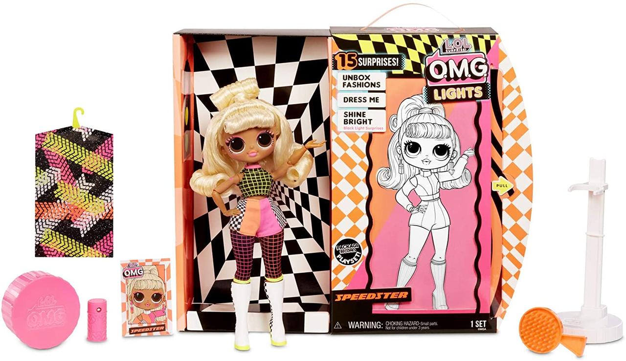 L.O.L. Surprise! O.M.G. Lights Speedster Fashion Doll with 15 Surprises, Multicolor. Лялька лол із 15 сюрпризами