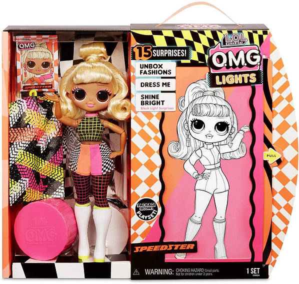 L.O.L. Surprise O.M.G. Lights Speedster Fashion Doll with 15 Surprises Multicolor. 15