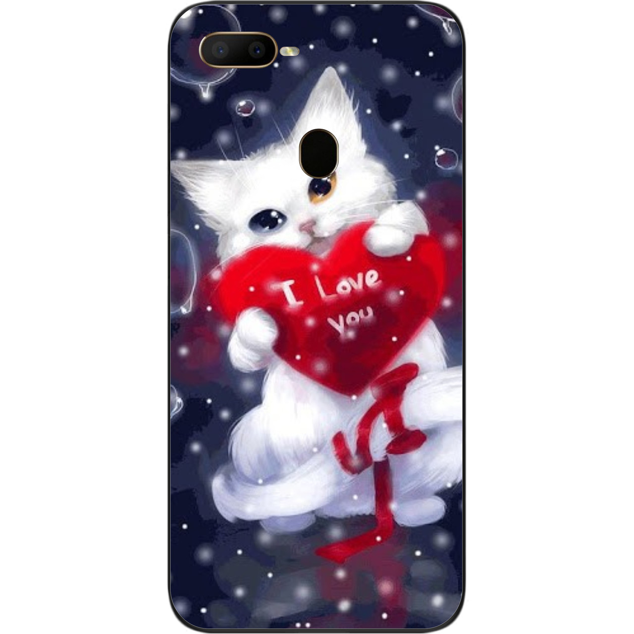 Силіконовий чохол для OPPO A5s з картинкою Котик з серцем, фото 1