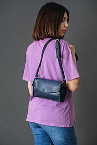Жіноча шкіряна сумка Ромбик, натуральна шкіра італійський Краст, колір Синій