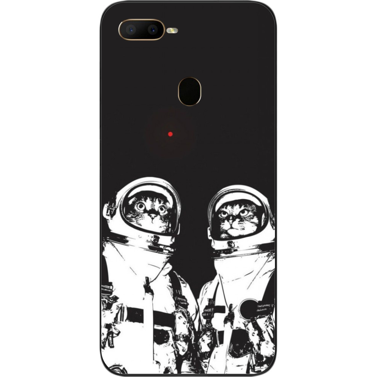 Силіконовий чохол бампер для OPPO A5s з картинкою Космонавти коти, фото 1