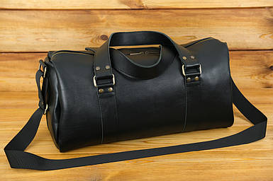 Шкіряна сумка Travel дизайн №80, натуральна Гладка шкіра, колір Чорний