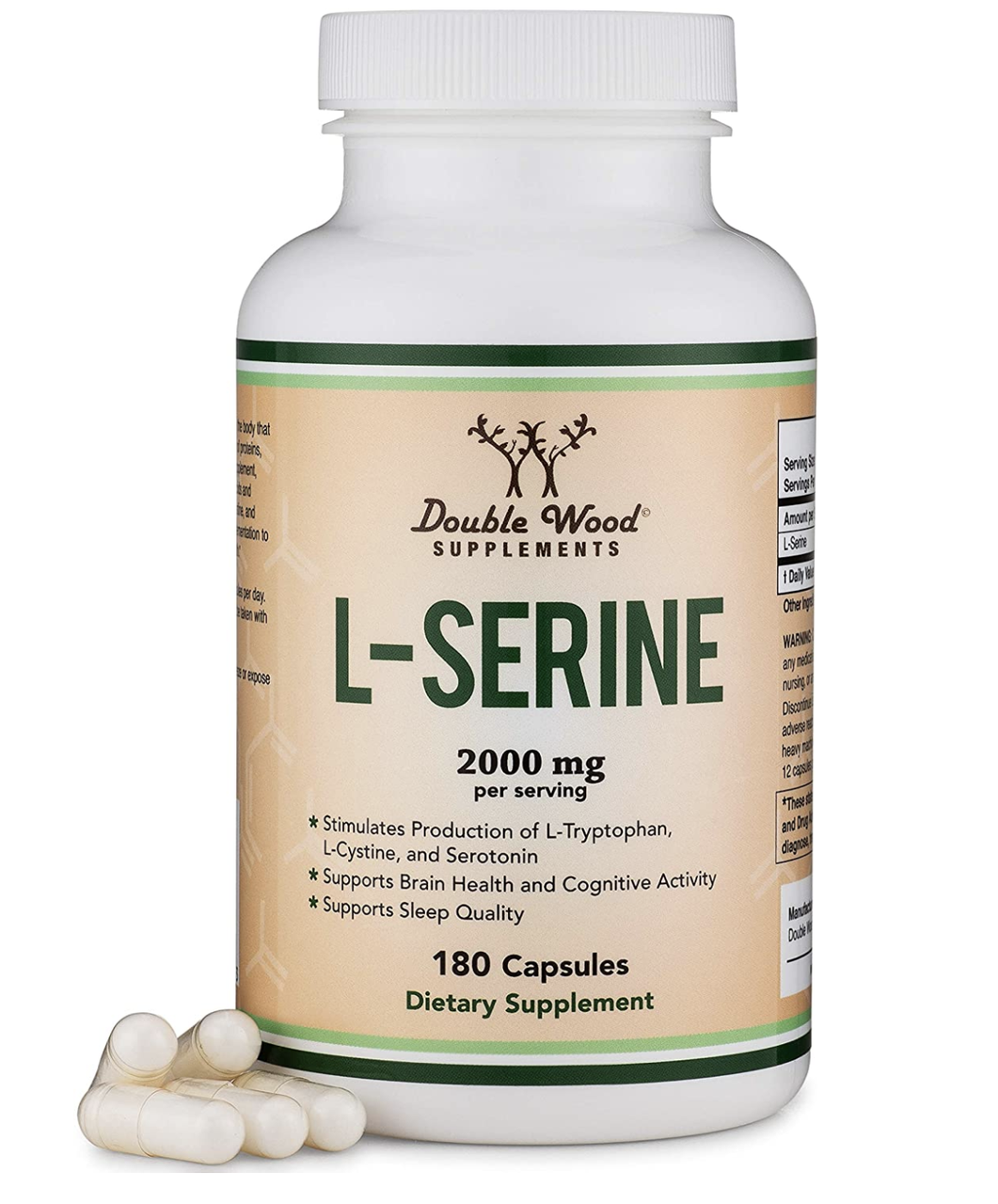 Double Wood L-Serine / Л Серін амінокислота для підтримки росту нейронів 180 капс