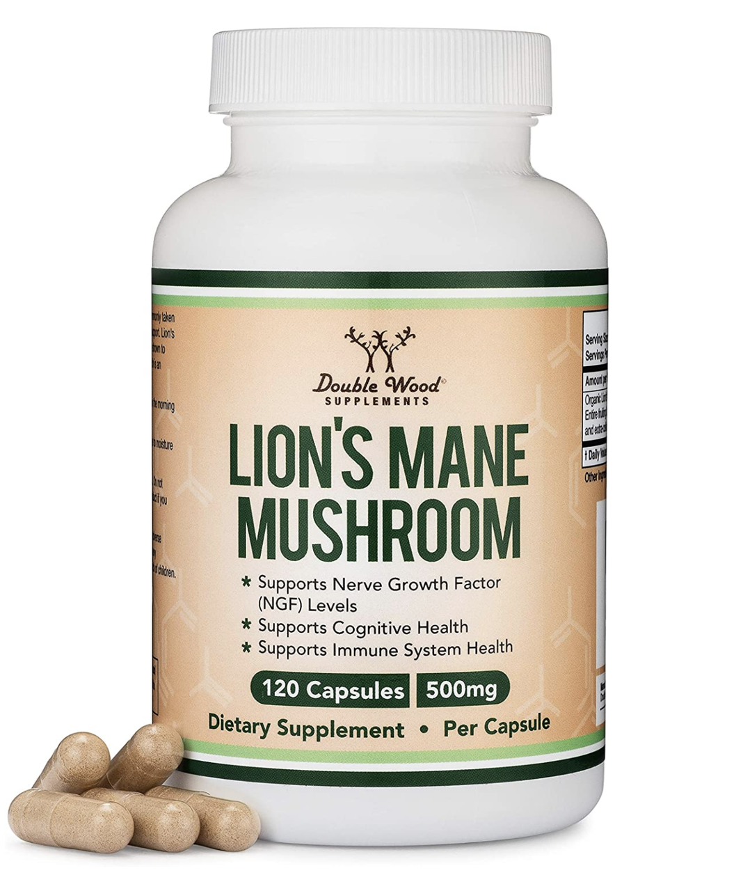 Double Wood Lion's Mane Mushroom / Їжовик гребінчастий для когнітивного здоров'я 120 капсул
