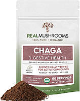 Real Mushrooms Chaga / Грибы с экстрактом чаги для поддержки иммунитета и пищеварения порошок 60 гр.