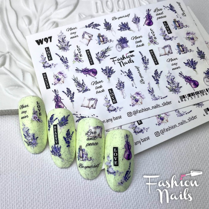 Слайдер дизайн для нігтів Квіти водні наклейки для нігтів Fashion Nails W97
