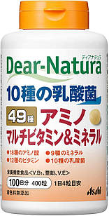 Asahi Dear Natura Японські вітаміни, мінерали, амінокислоти (49 компонентів), 400 таб на 100 днів.