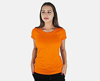 Футболка женская однотонная хлопковая - оранжевый цвет