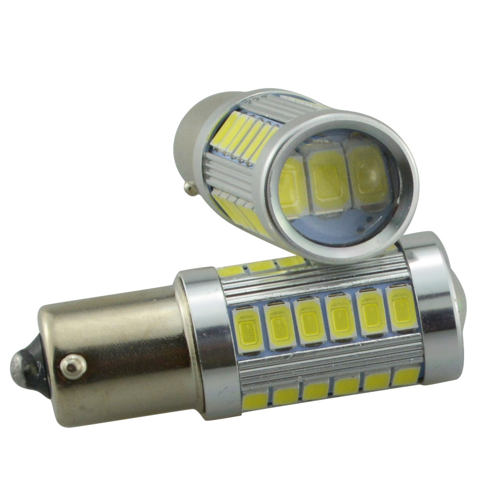 Світлодіодна автомобільна лампа S25 BA15s 33 SMD (5630) 12V WHITE з лінзою 1 контакт