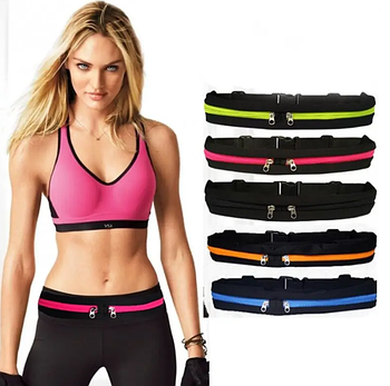 Спортивна сумка на пояс для бігу Go Runners Pocket Belt Чорний із салатовим (KG-2820)