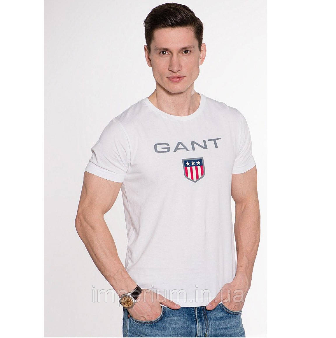 Біла футболка з принтом Gant