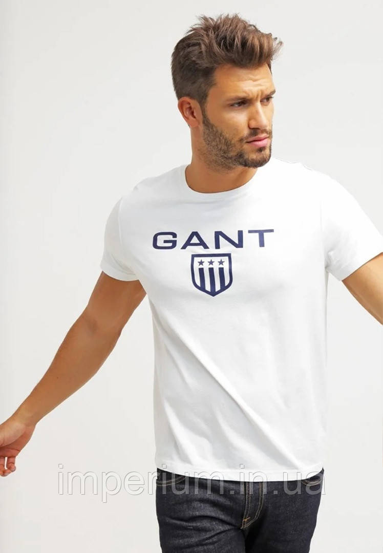 Біла футболка з принтом Gant
